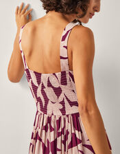 Annie Print Midi Dress, Red (BURGUNDY), large