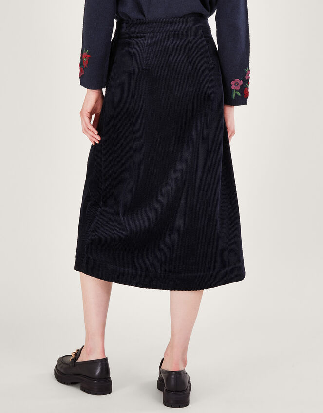 Cord Midi Skirt, Blue (MIDNIGHT), large