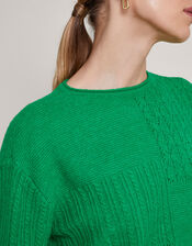San Mixed Knit Sweater, Green (GREEN), large