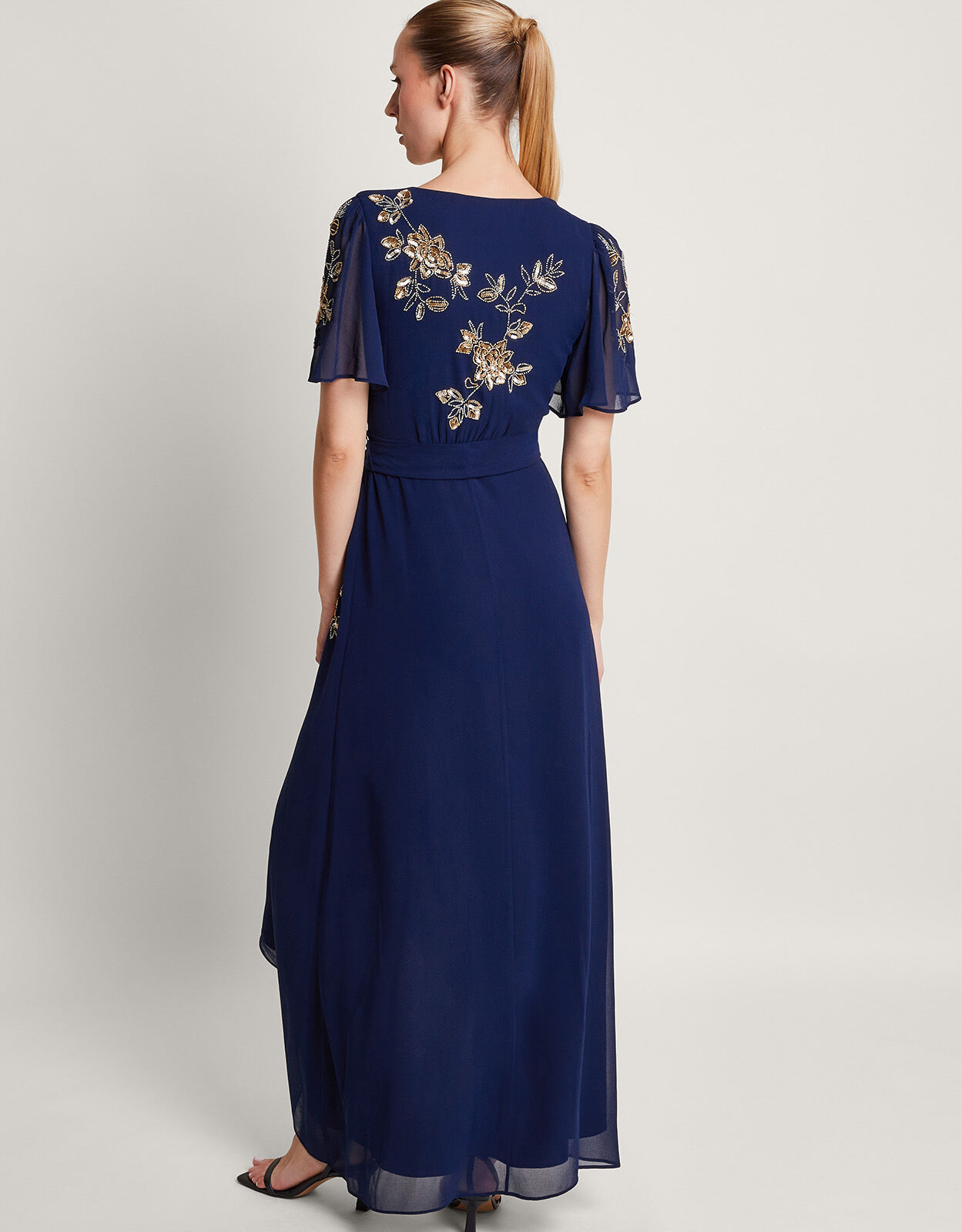 Sarah Embellished Wrap Dress Blue