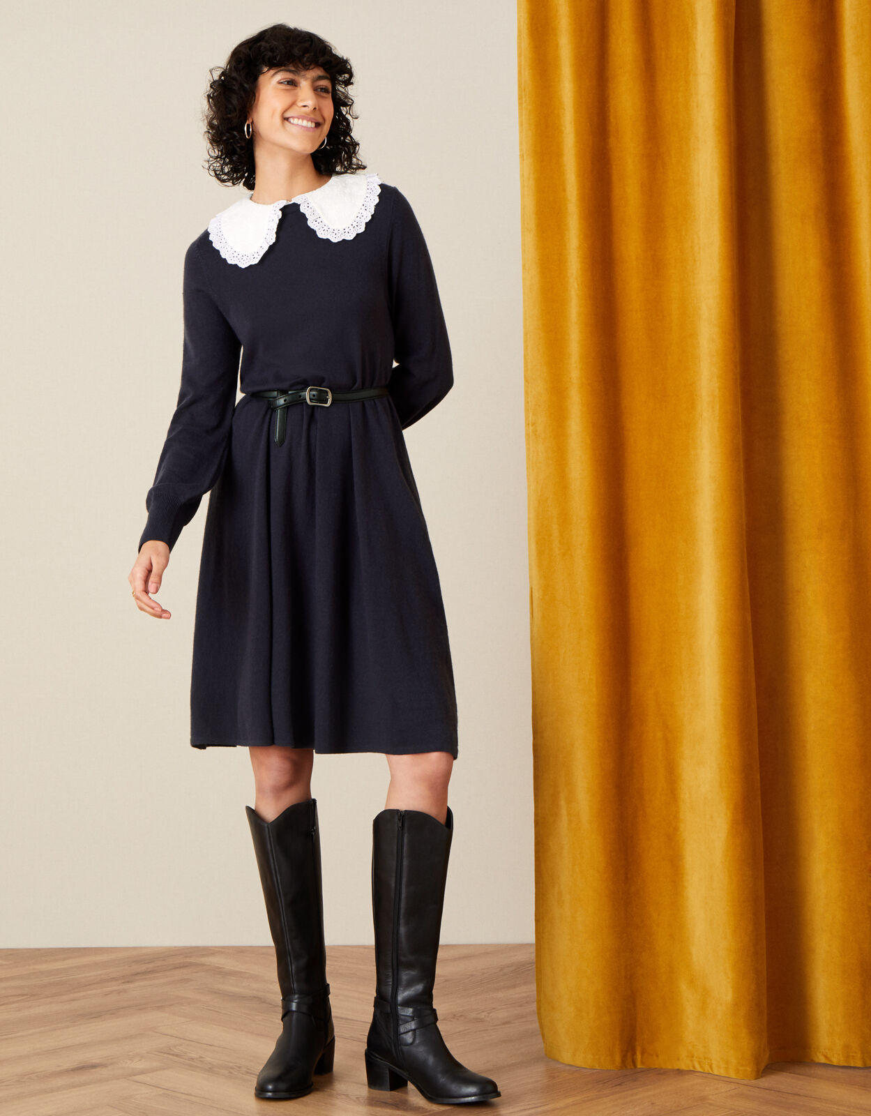 Charlotte Collar Swing Dress Blue