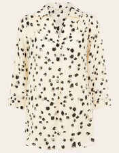Animal Print Relaxed Shirt, Ivory (IVORY), large