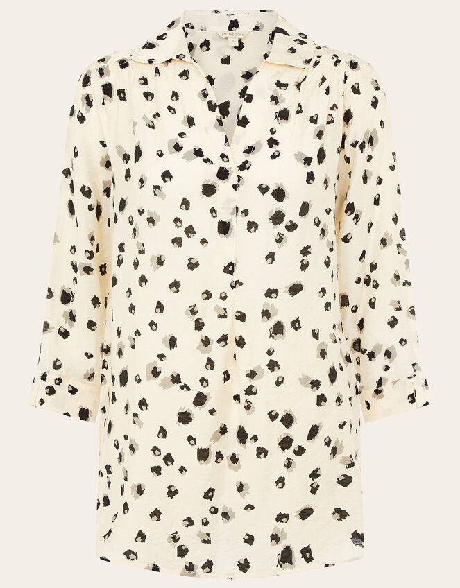 Animal Print Relaxed Shirt, Ivory (IVORY), large