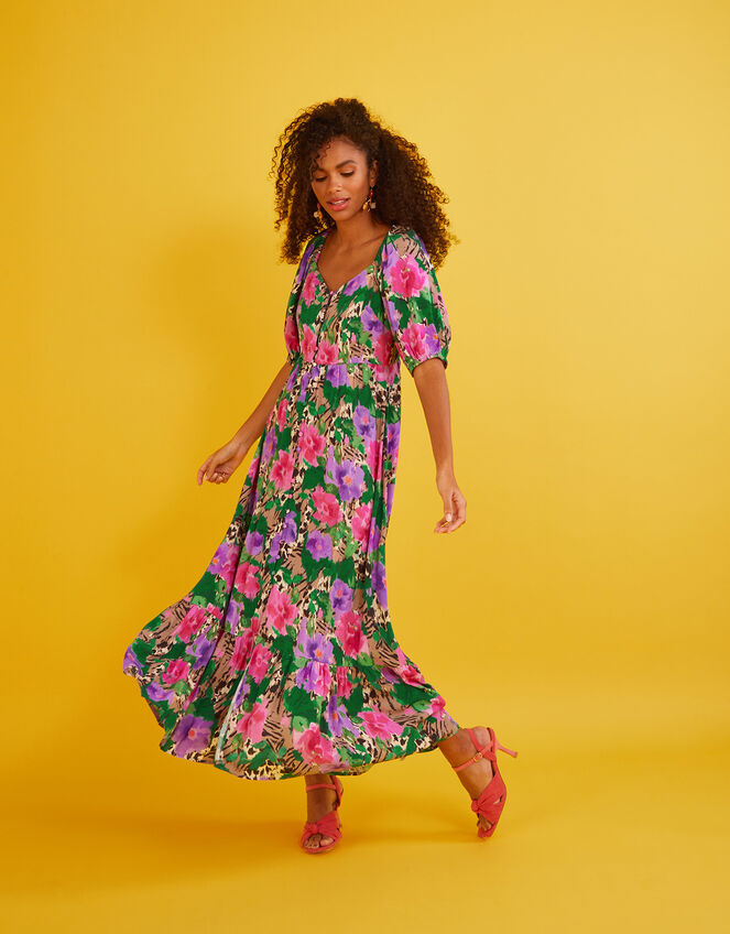Effie Print Tea Dress, Camel (CAMEL), large