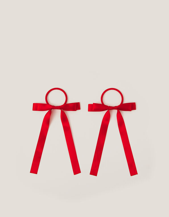 2-Pack Ribbon Bow School Hair Bands, Red (RED), large