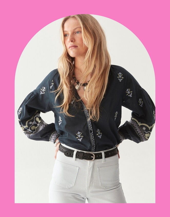 Maison Hotel Chandra Floral Blouse, Black (BLACK), large