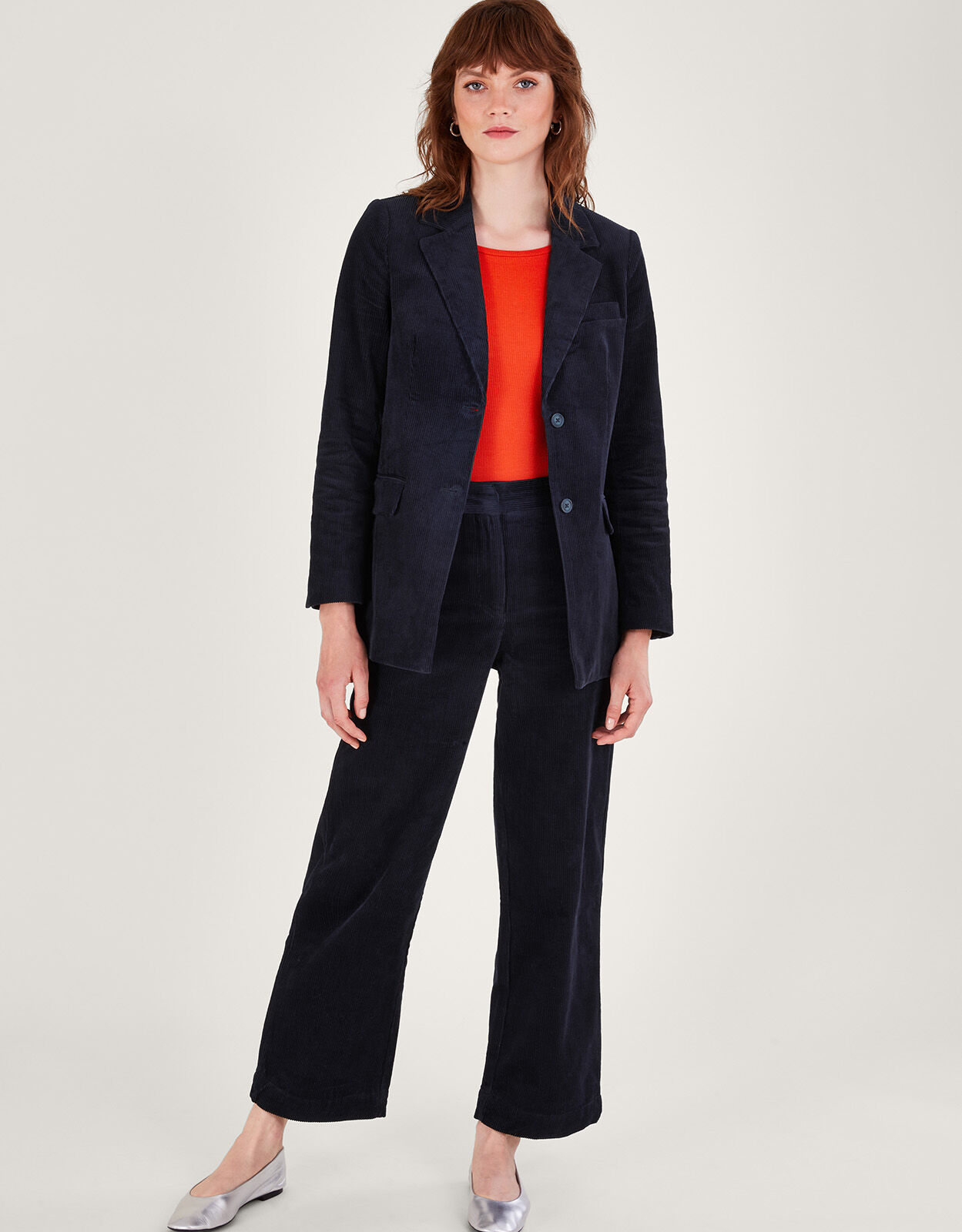 Cord Blazer Suit Jacket Blue