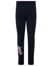 Trixy Sequin Unicorn Leggings, Blue (NAVY), large