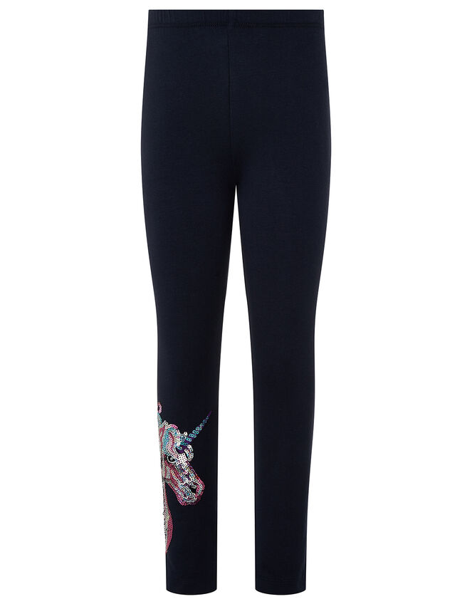 Trixy Sequin Unicorn Leggings, Blue (NAVY), large