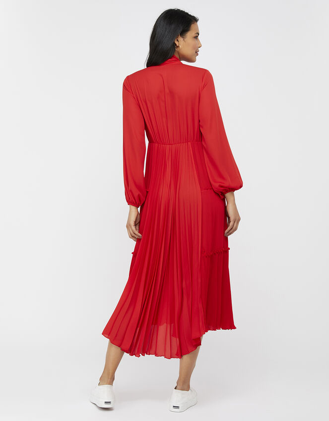 Kate Pleat Tiered Midi Dress, Red (RED), large