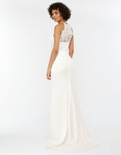 Anne Lace Back Satin Maxi Wedding Dress, Ivory (IVORY), large