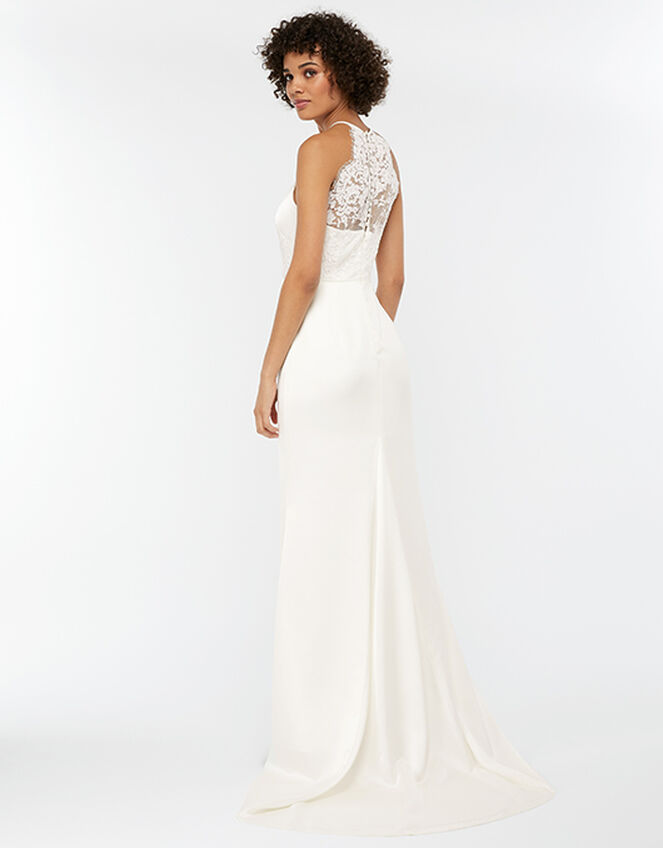 Anne Lace Back Satin Maxi Wedding Dress, Ivory (IVORY), large
