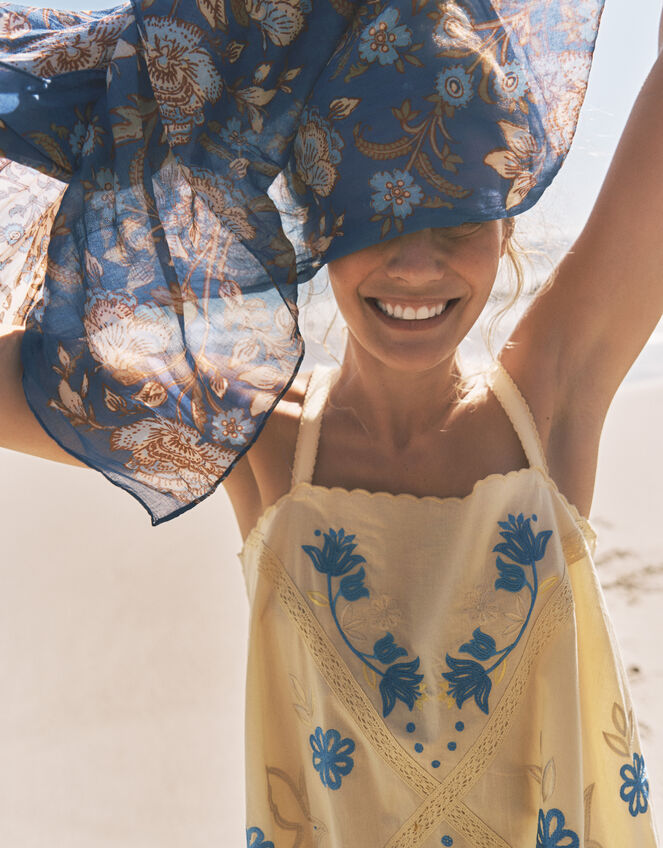 Sophie Embroidered Midi Cami Dress, Yellow (YELLOW), large