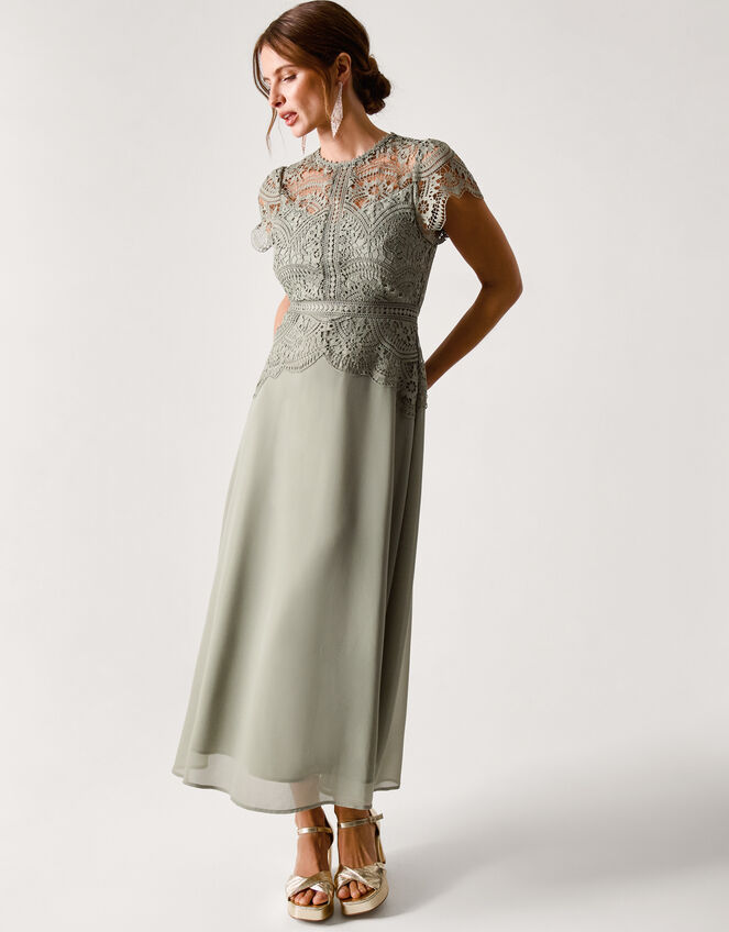 Monica Lace Midi Bridesmaid Dress, Green (PALE GREEN), large
