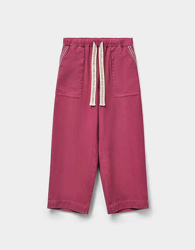 East Della Wide Leg Cotton Twill Trousers, Pink (PINK), large