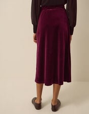 Buffy Bow Velvet Midi Skirt, Red (BURGUNDY), large