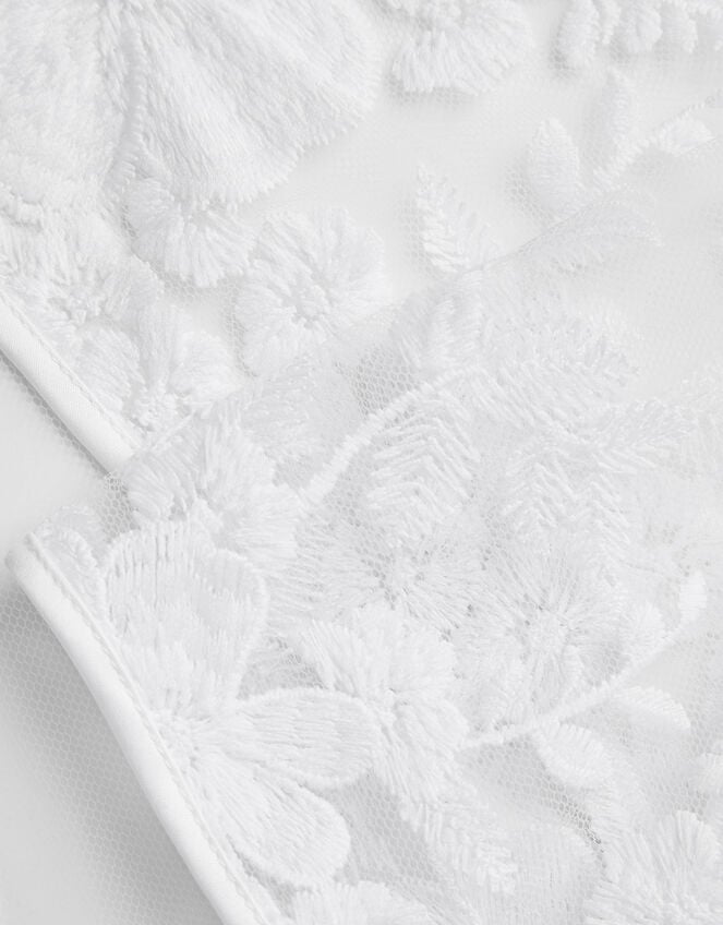 Felicity Embroidered Mesh Cardigan, White (WHITE), large