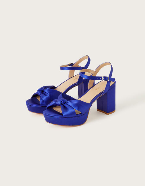 Platform Heeled Sandals, Blue (BLUE), large