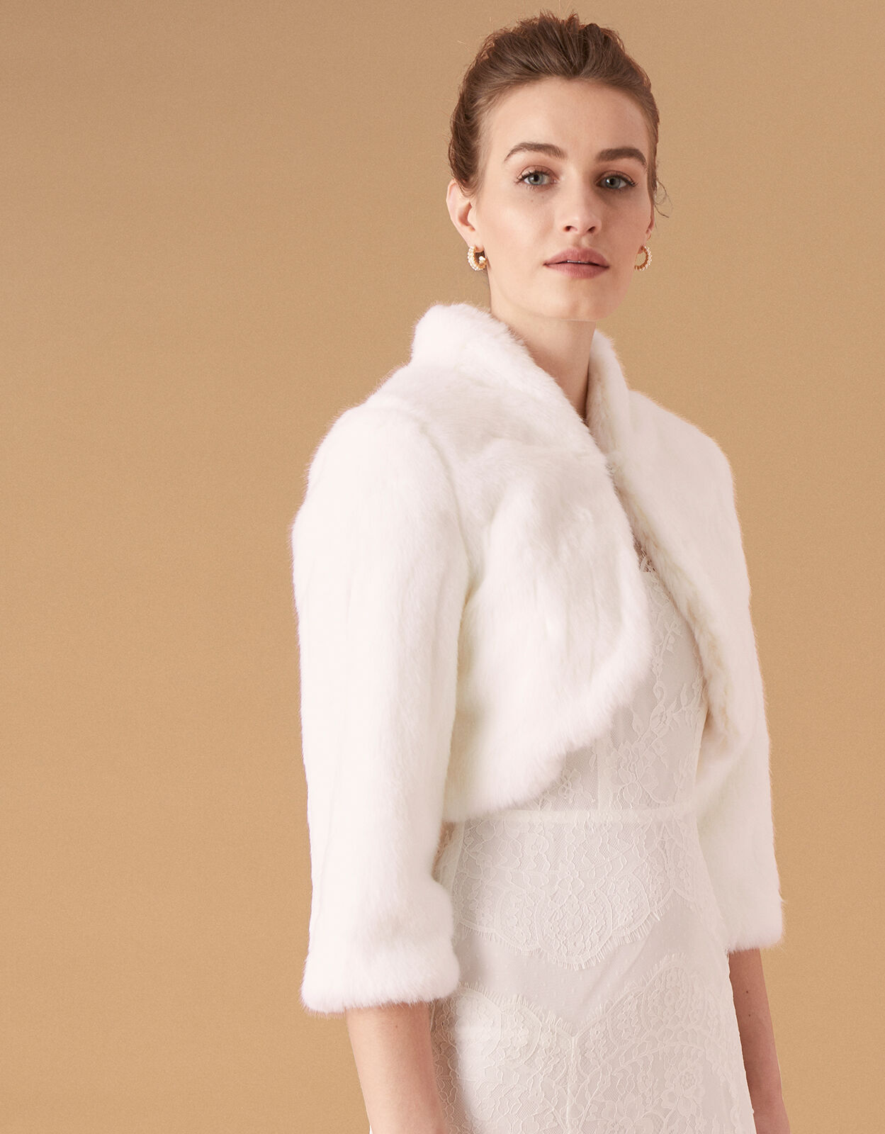 faux fur jacket bridal
