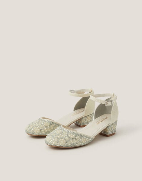 Glitter Embellished Two Part Heels, Ivory (IVORY), large
