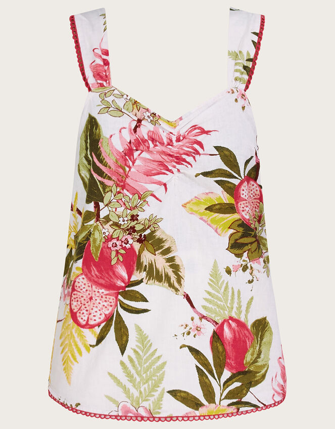 Elaina Pomegranate Cami Top in Linen Blend, Ivory (IVORY), large