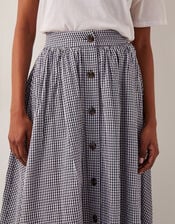 Bea Gingham Button Midi Skirt, Blue (NAVY), large