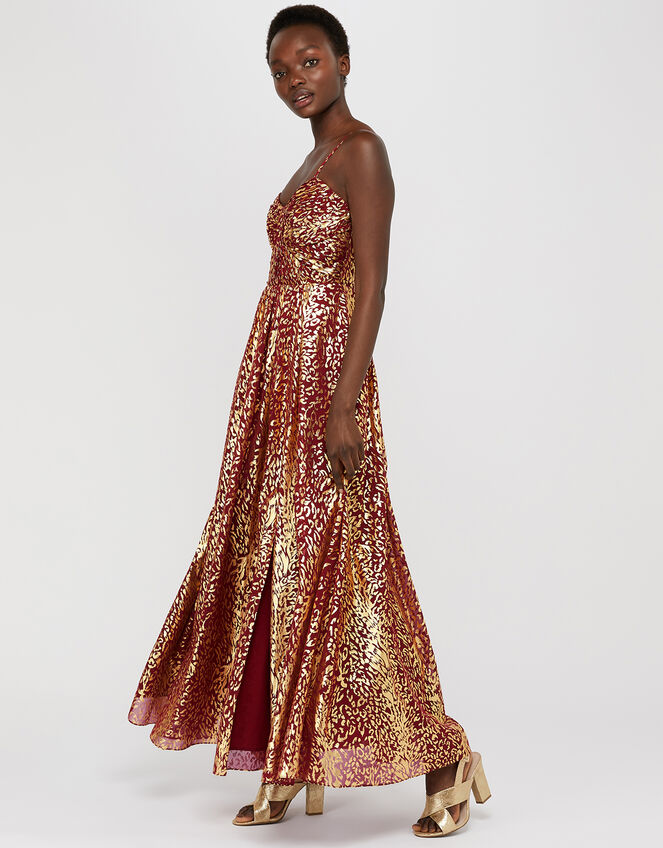 Odeya Animal Foil Print Maxi Dress, Red (RED), large