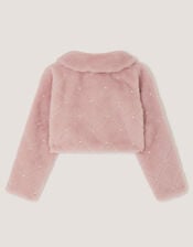 Posie Pearl Faux Fur Jacket, Pink (PINK), large