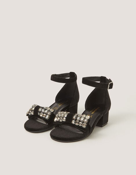 Embellished Velvet Two-Part Heels, Black (BLACK), large