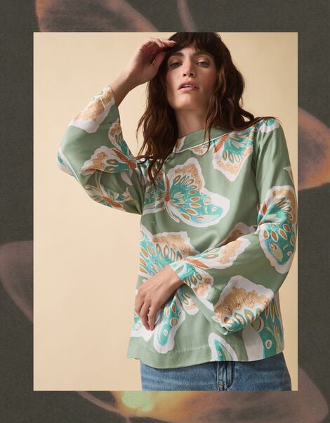 Clemence Aurelie Butterfly Top, Green (SAGE), large