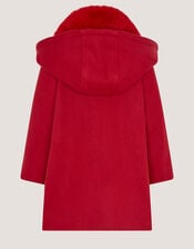 Baby Faux Fur Collar Rosette Coat, Red (RED), large
