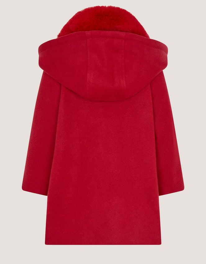 Baby Faux Fur Collar Rosette Coat, Red (RED), large