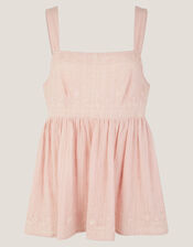 Eliza Embroidered Cotton Cami Top, Pink (PINK), large