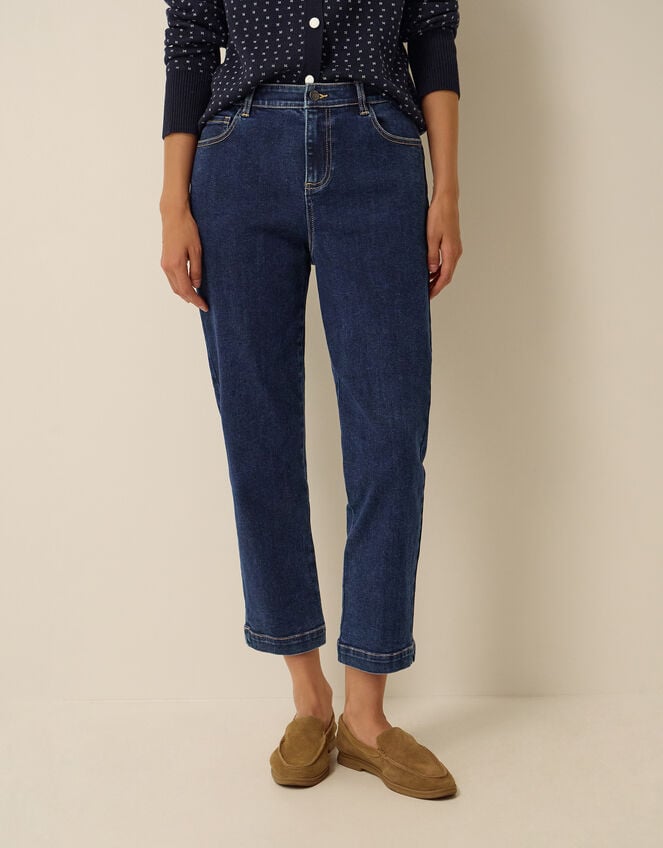 Safaia Straight Cropped Jeans, Blue (INDIGO), large