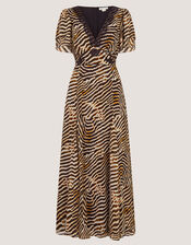 Annie Animal Print Midi Dress, Brown (BROWN), large