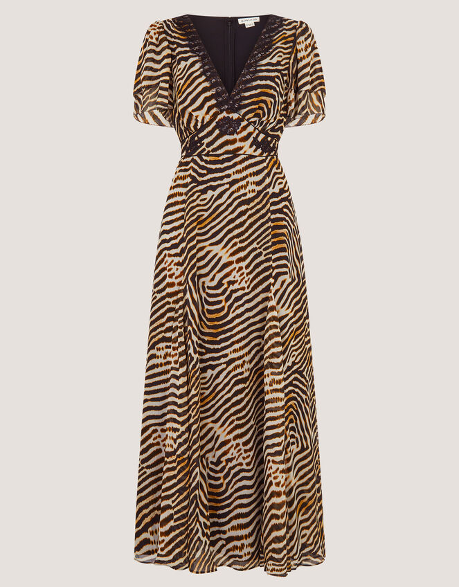 Annie Animal Print Midi Dress, Brown (BROWN), large