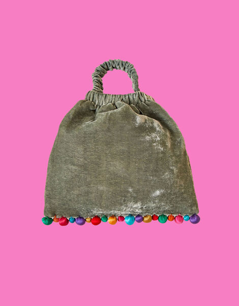 La Galeria Elefante Large Poco Loco Velvet Bag Grey, Grey (GREY), large