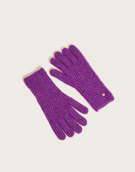 Super Soft Knit Gloves with Recycled Polyester Purple, Purple (PURPLE), large