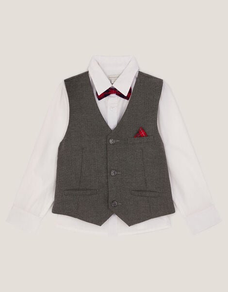 3-Piece Waistcoat & Shirt, Grey (GREY), large