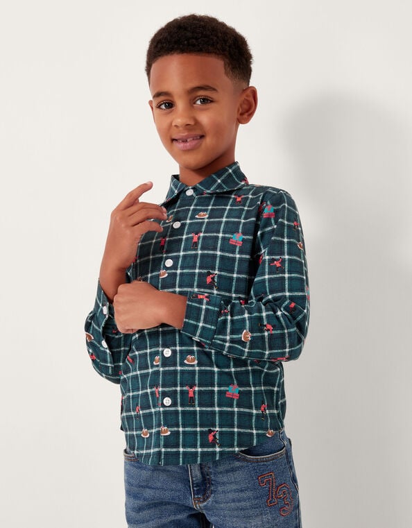 Christmas Plaid Shirt, Green (GREEN), large