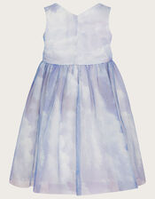 Baby Cloud Print Glitter Dress, Blue (BLUE), large