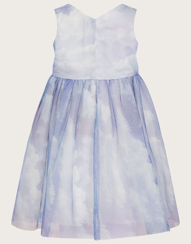 Baby Cloud Print Glitter Dress, Blue (BLUE), large