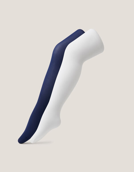 2-Pack Plain Tights, Blue (NAVY), large