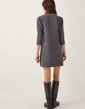 Ebony Embellished Collar Knit Mini Dress, Grey (GREY), large