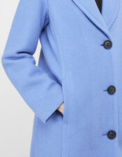 April Long Textured Coat, Blue (BLUE), large