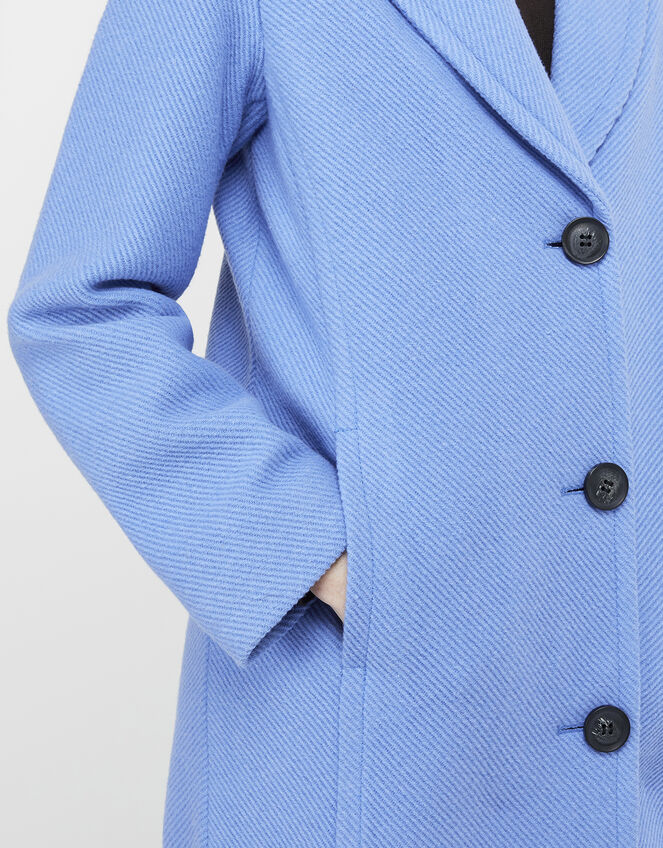 April Long Textured Coat, Blue (BLUE), large