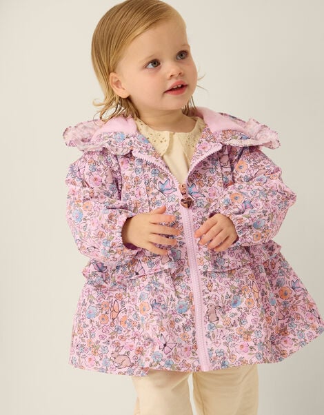 Baby Bunny Floral Print Raincoat, Pink (PINK), large