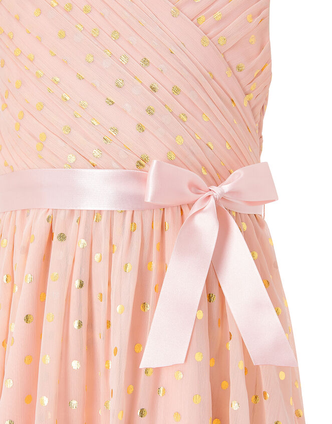 Mabel Gold Spot Wrap Dress, Pink (PINK), large