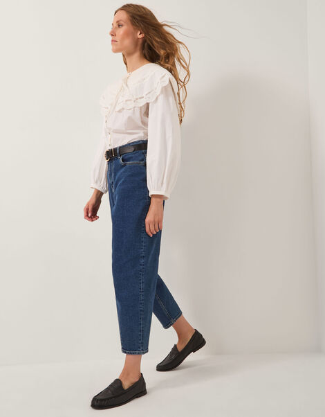 Dina Darted Barrel Jeans, Blue (MID AUTHENTIC BLUE), large