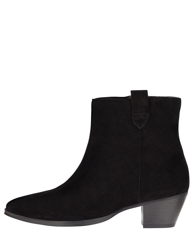 Western Suede Ankle Boots, Black (BLACK), large